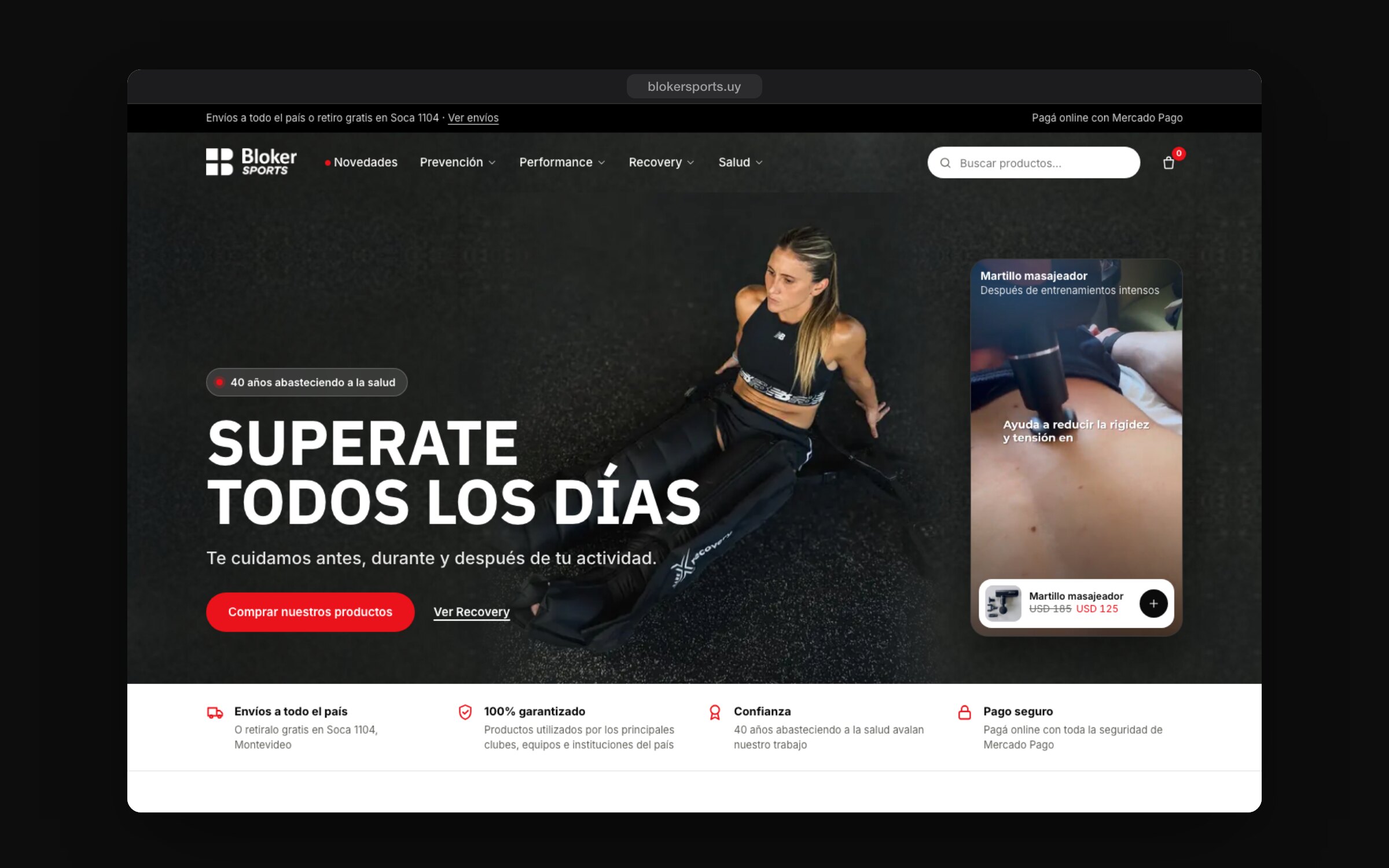 La portada de blokersports.uy: «Superate todos los días»