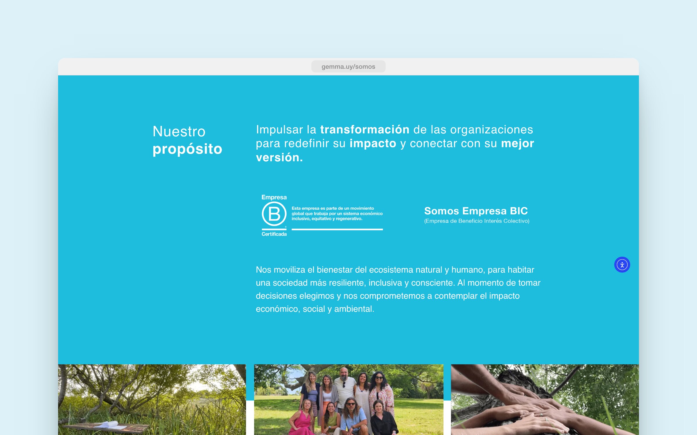 Our purpose: Gemma as a BIC company, with photos of its team and its work