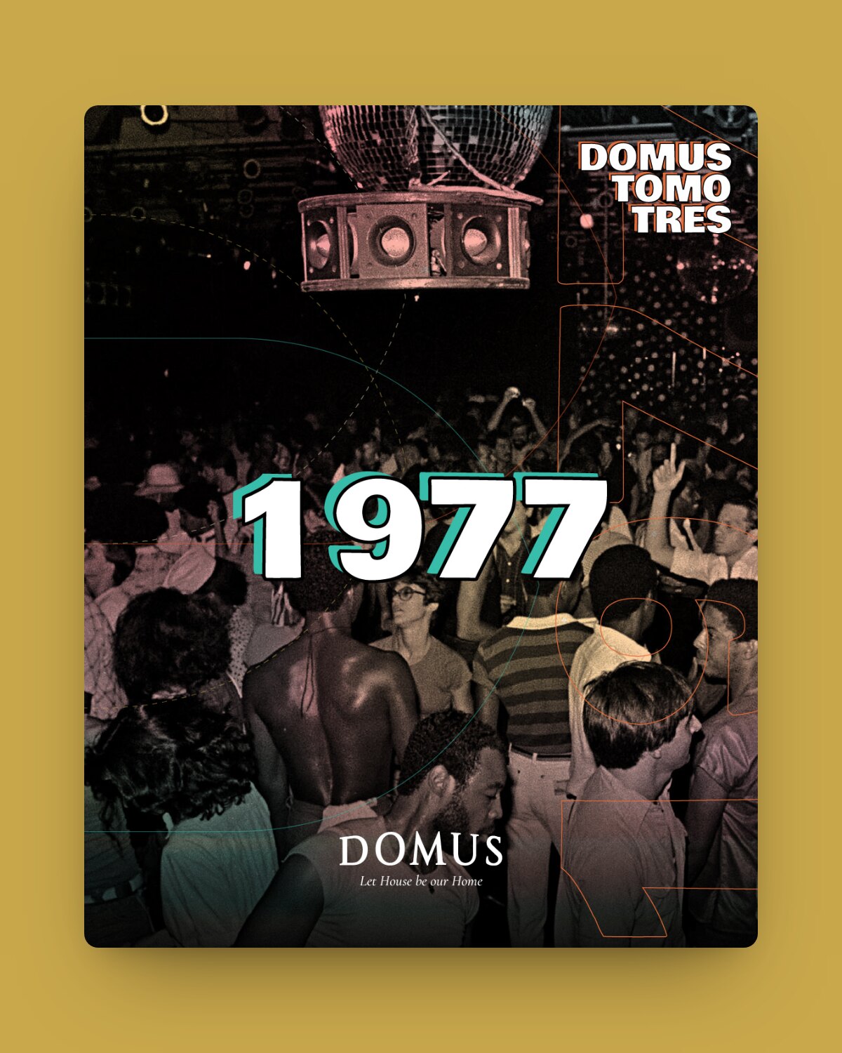 Post del Tomo III, The Warehouse: «1977» sobre una foto de pista de época, con el logo de Domus abajo