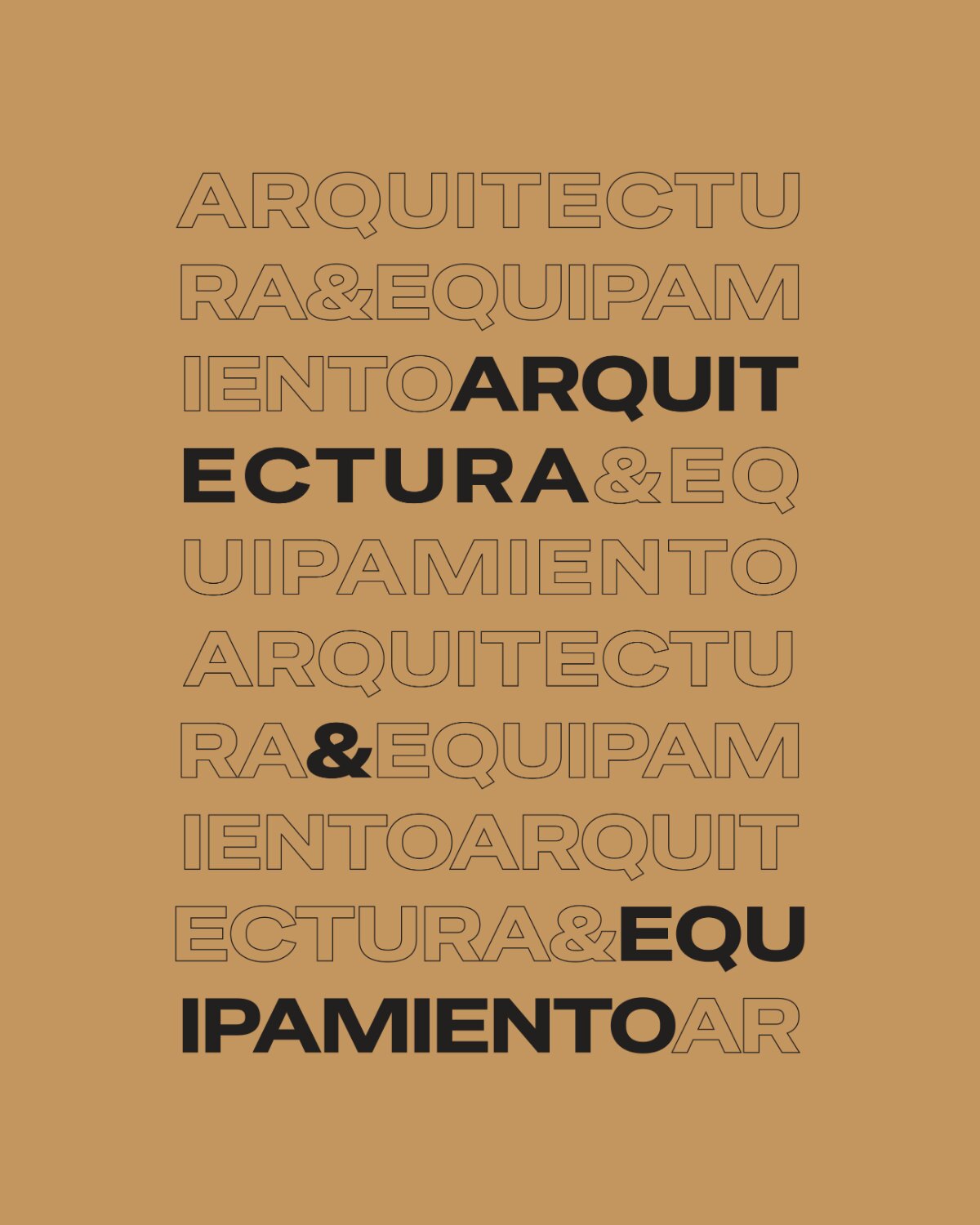 El archivo de la remera: ARQUITECTURA&EQUIPAMIENTO repetido en letras caladas y llenas