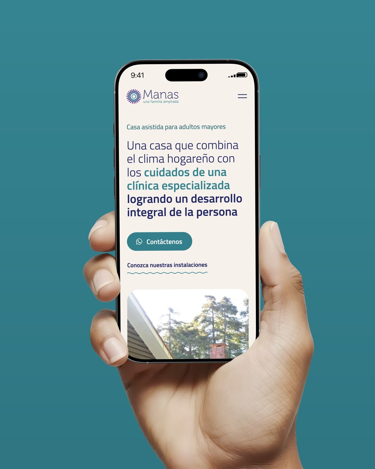 El sitio nuevo en un celular: la misma frase como título