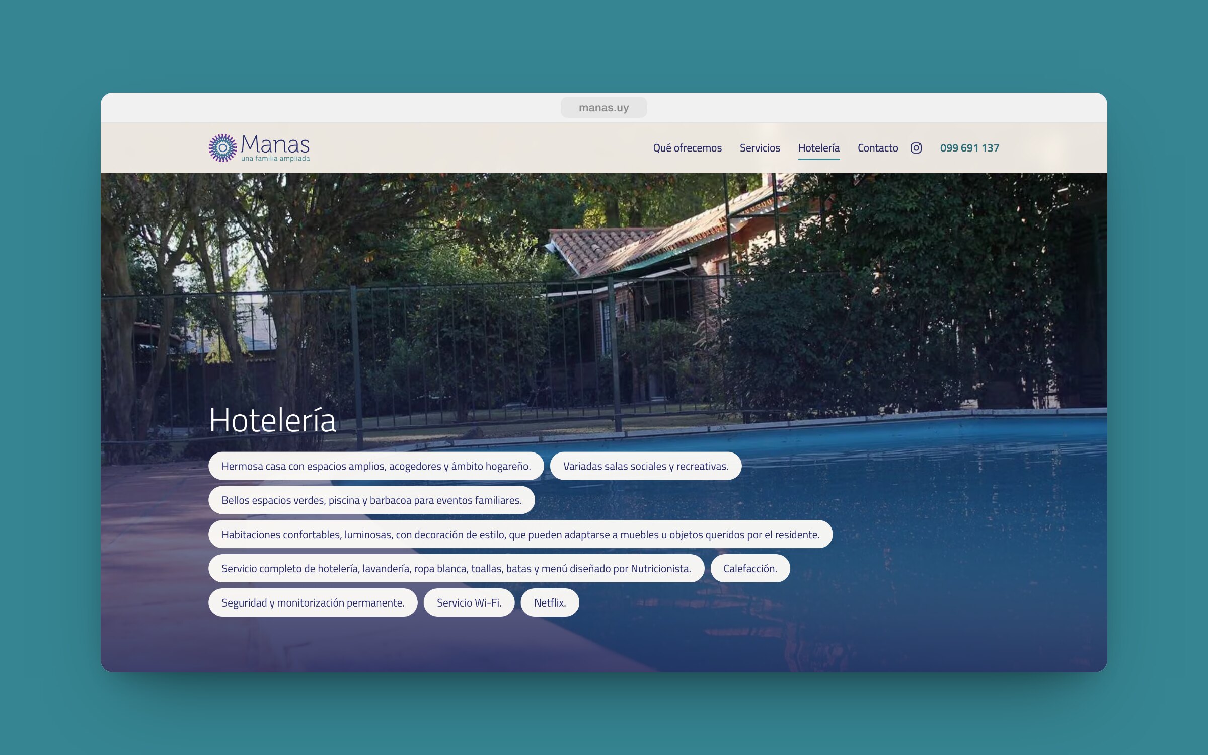 Hotelería: los servicios de la casa en píldoras sobre la foto de la piscina