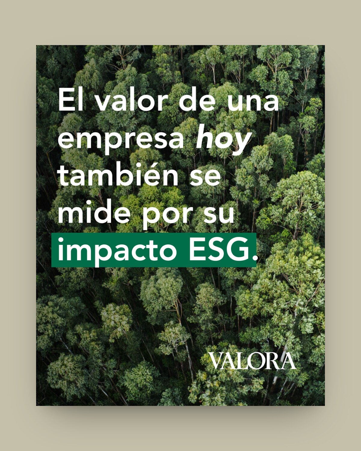 Posteo sobre ESG con el resaltado verde sobre la foto de un monte
